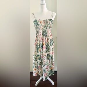 H&M Smocked Floral sleeveless Midi Sundress NWOT